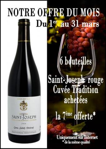 Visuel actualité NOTRE OFFRE DU MOIS dans nos caveaux du 1er au 31 mars 2026 Cave Saint Désirat